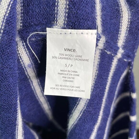 Vince Women’s Blue‎ White Striped Wool Cashmere Drop Shoulder Sweater Size S - Picture 9 of 9